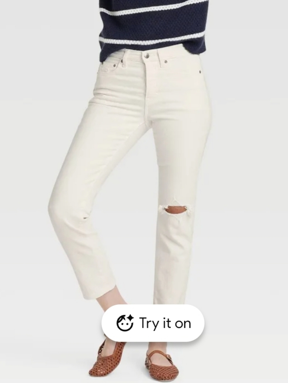 Universal Thread 80s High-Rise Cropped Button Fly Jeans with Distressing, Size 4